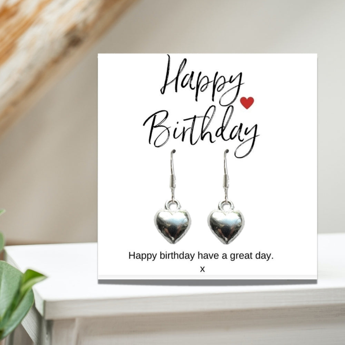 Aye Do Gifts Happy Birthday Silver Heart Earrings and Pink Jewellery Box Gift Set – Gift for Mum or Friend
