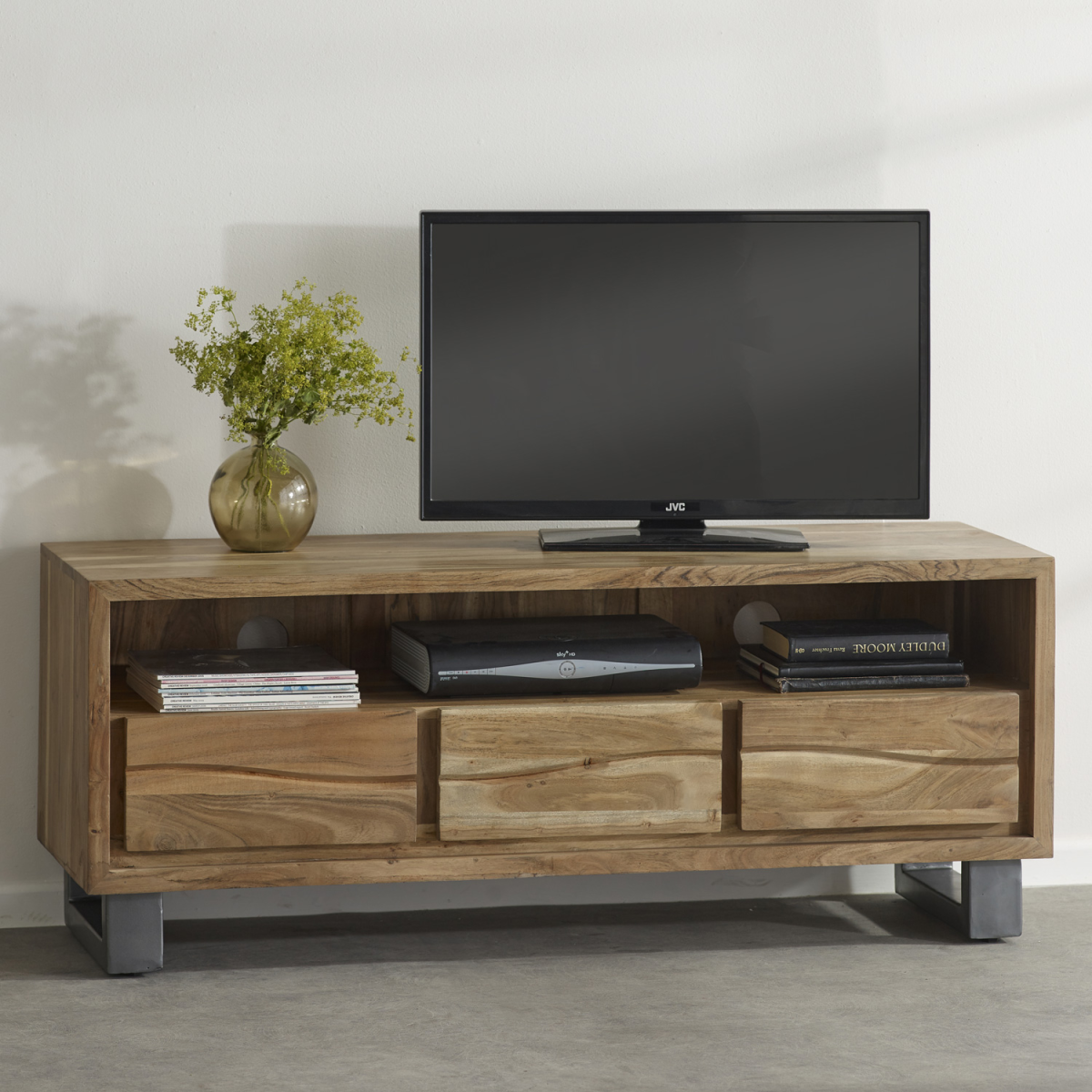 Baltic Live Edge Media Unit – Solid Wood TV Stand with Storage for Consoles and Media Devices