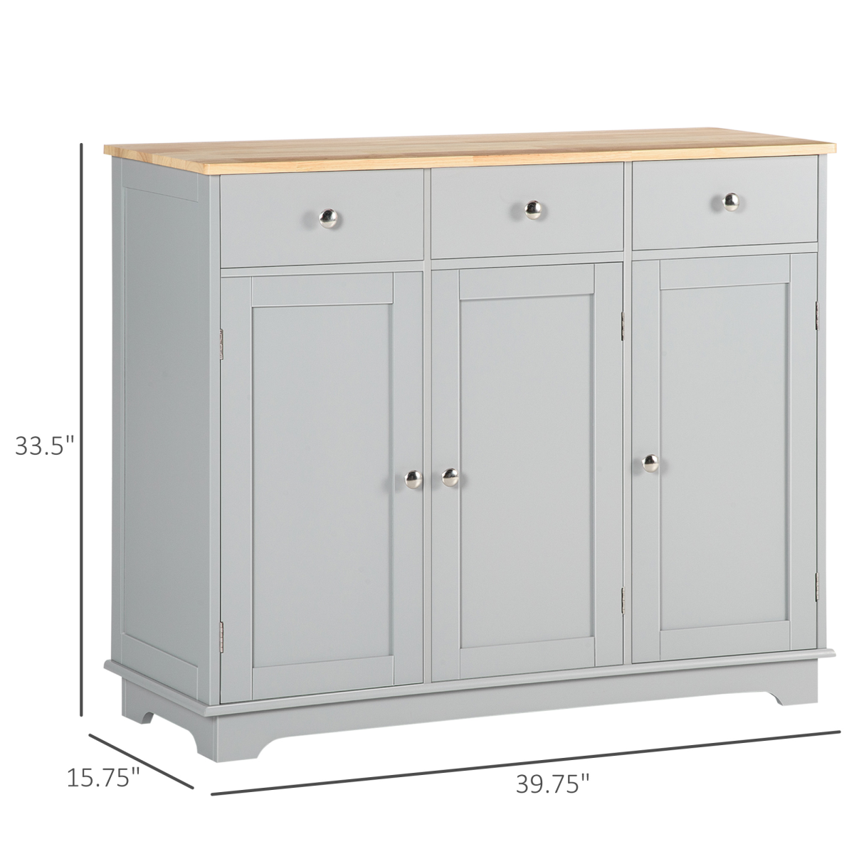 Kitchen Storage Cabinet with 3 Drawers & Adjustable Shelves – Flat Worktop Kitchen Furniture