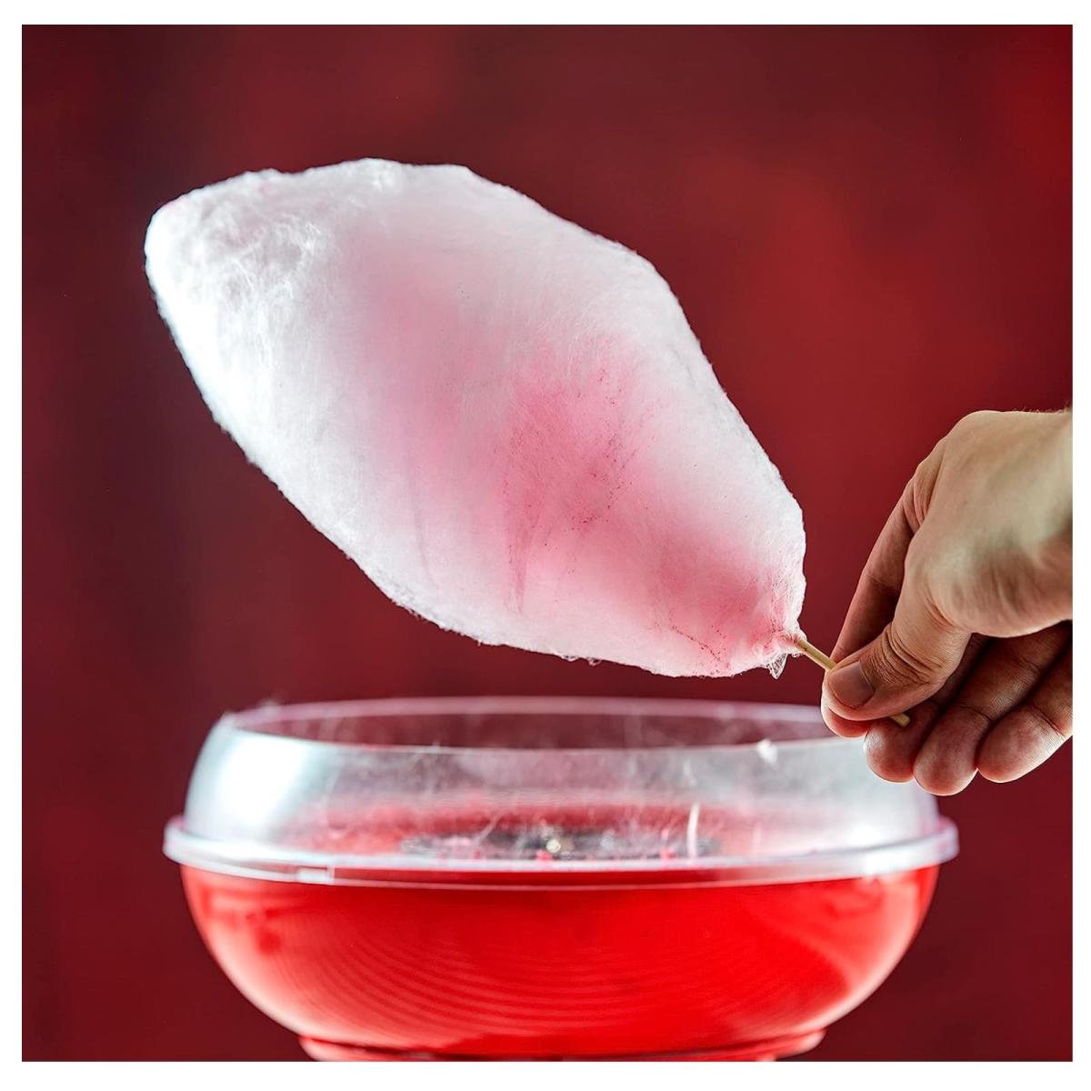 Tower Candy Floss Maker with 400W Motor, One-Button Operation & Detachable Bowl – Retro Red Party Treat Maker
