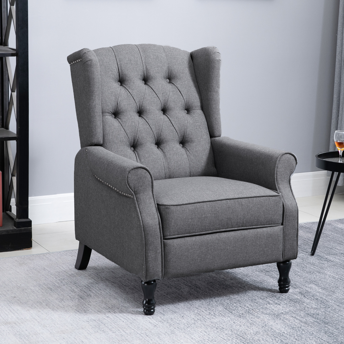 HOMCOM Fabric Recliner Armchair with Retractable Footrest – Comfortable Relaxation, Light Grey