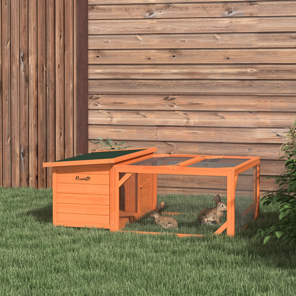 Wooden Rabbit Hutch with Run – Weather-Resistant Outdoor Small Animal House for Rabbits and Guinea Pigs