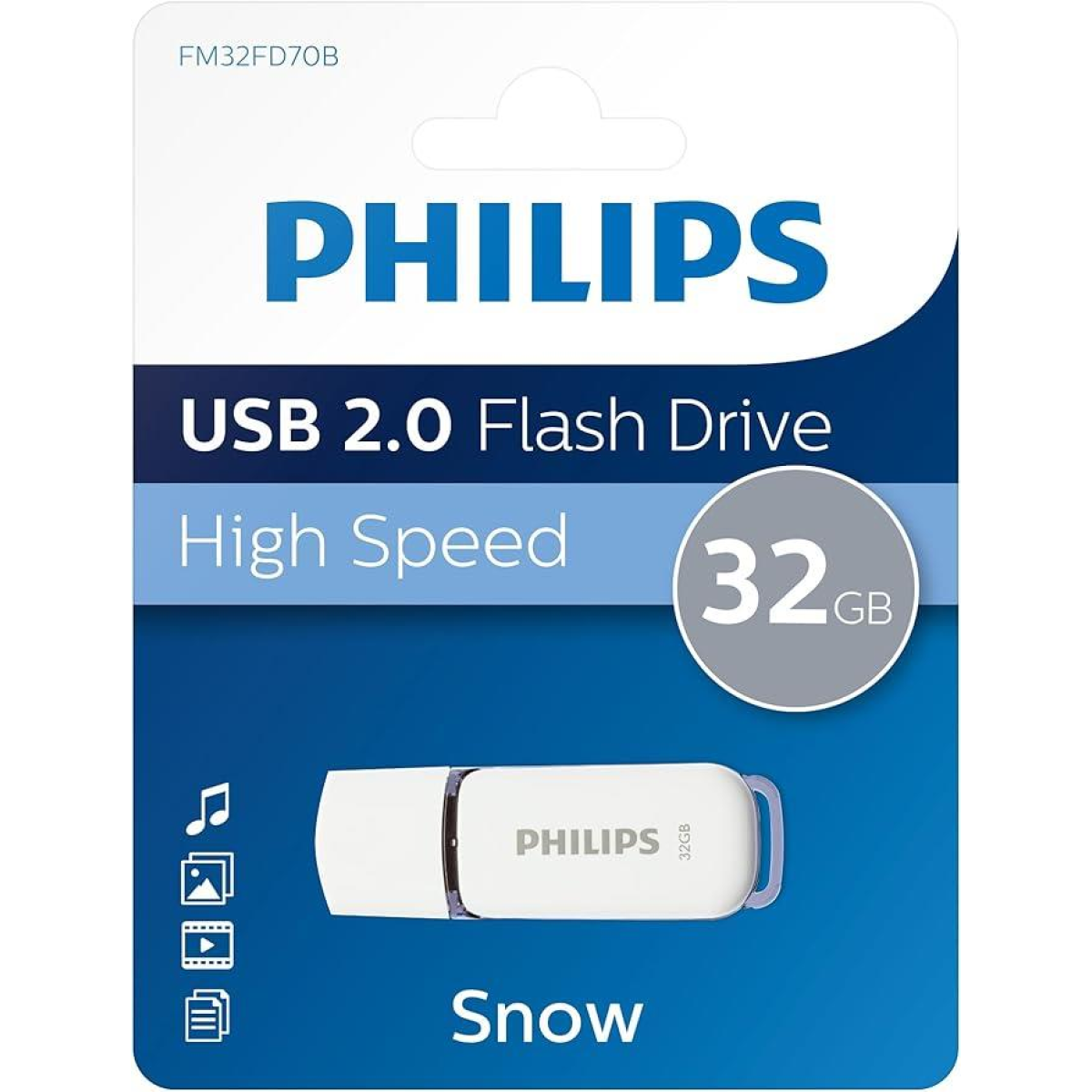 Philips USB 2.0 32GB Flash Drive – Portable Storage for Windows, Mac OS & Linux