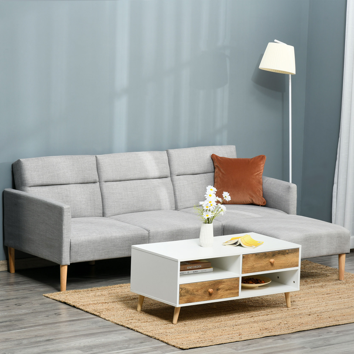 Reversible Sectional Sofa Bed converted into bed position
