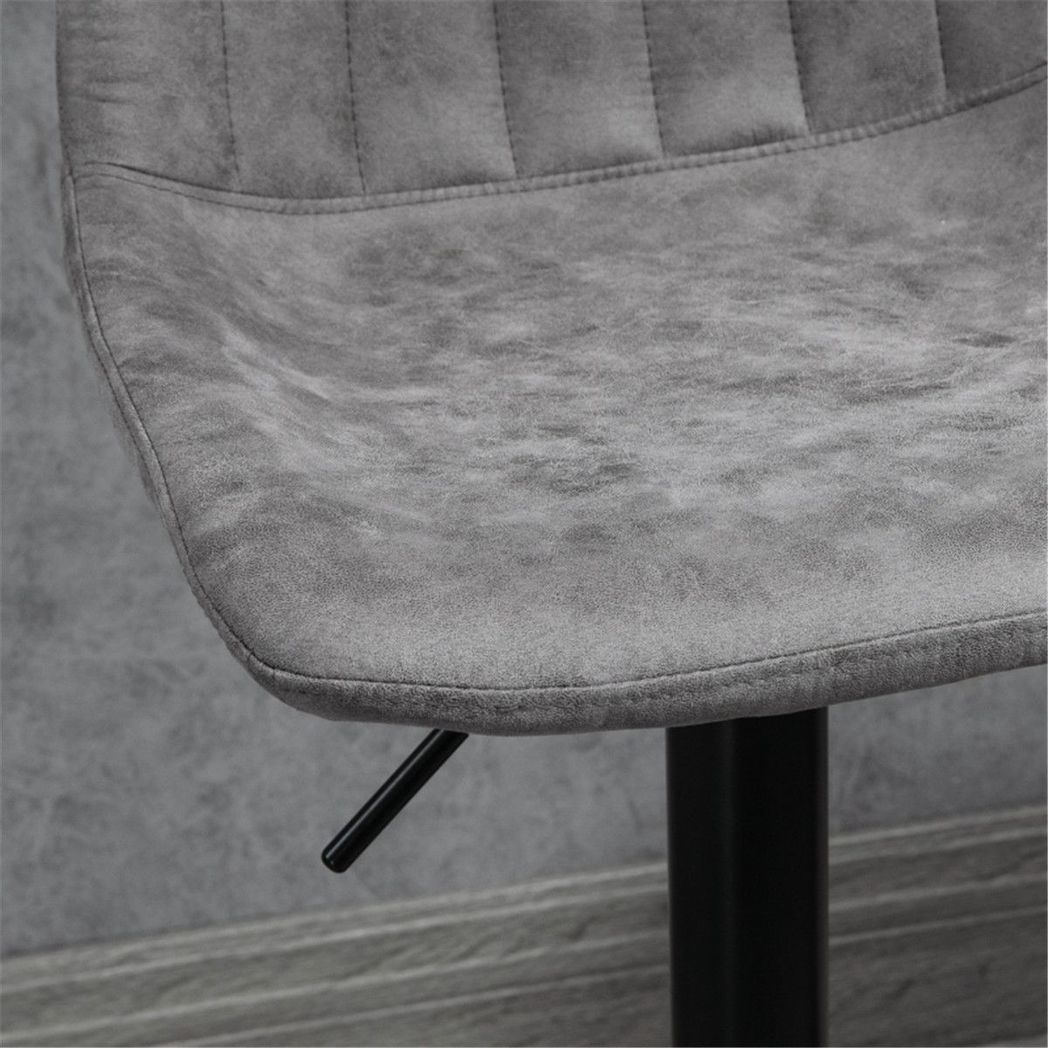 Set of 2 Bar Stools with High Back Tub Seats, Footrest & Round Base – Microfibre Kitchen Stools, Grey