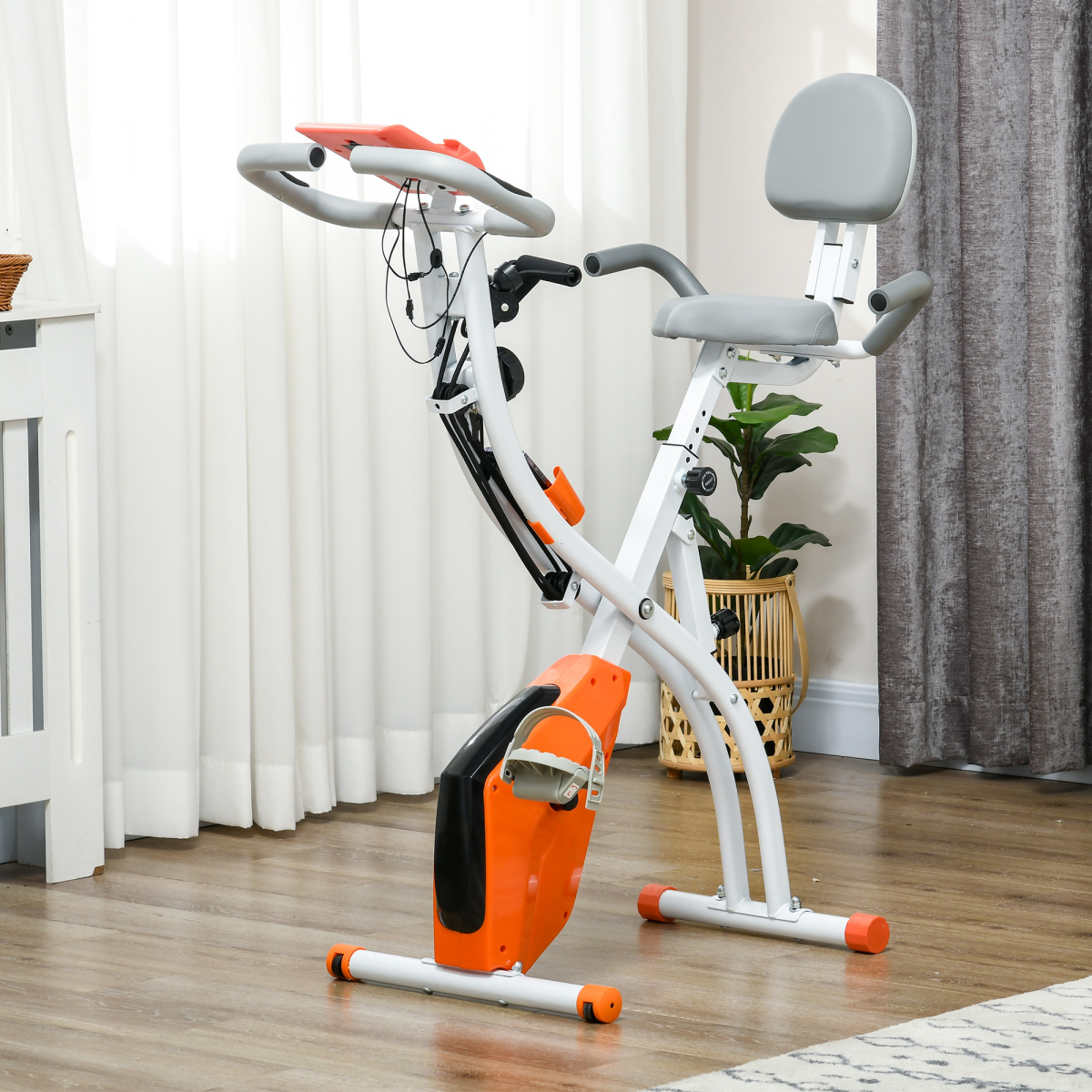 HOMCOM 2-in-1 Foldable Upright & Recumbent Exercise Bike, 8 Resistance Levels & Pulse Sensor – Home Cardio