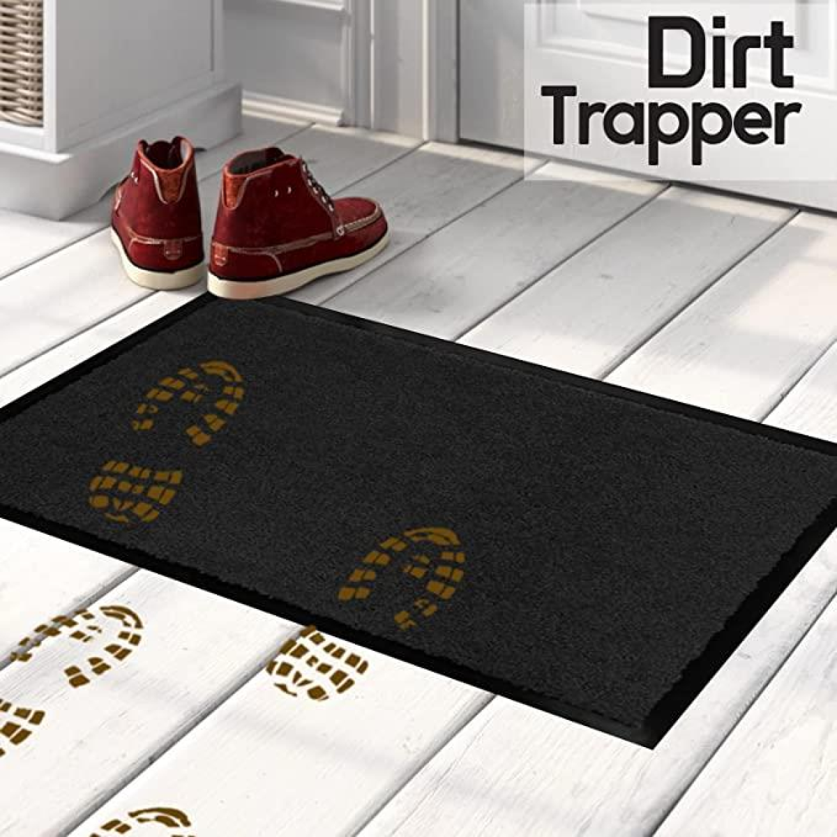 Dirt-Trapping Barrier Mat with Non-Slip Rubber Backing, 120 x 180 cm – Entrance Door Mat, Black