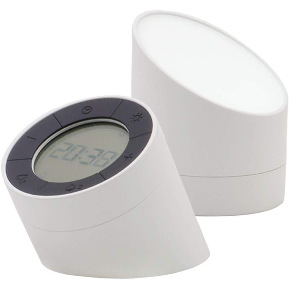 Acctim Jowie Dual Alarm Clock with Night Light, Shake to Snooze & Rechargeable Battery – White