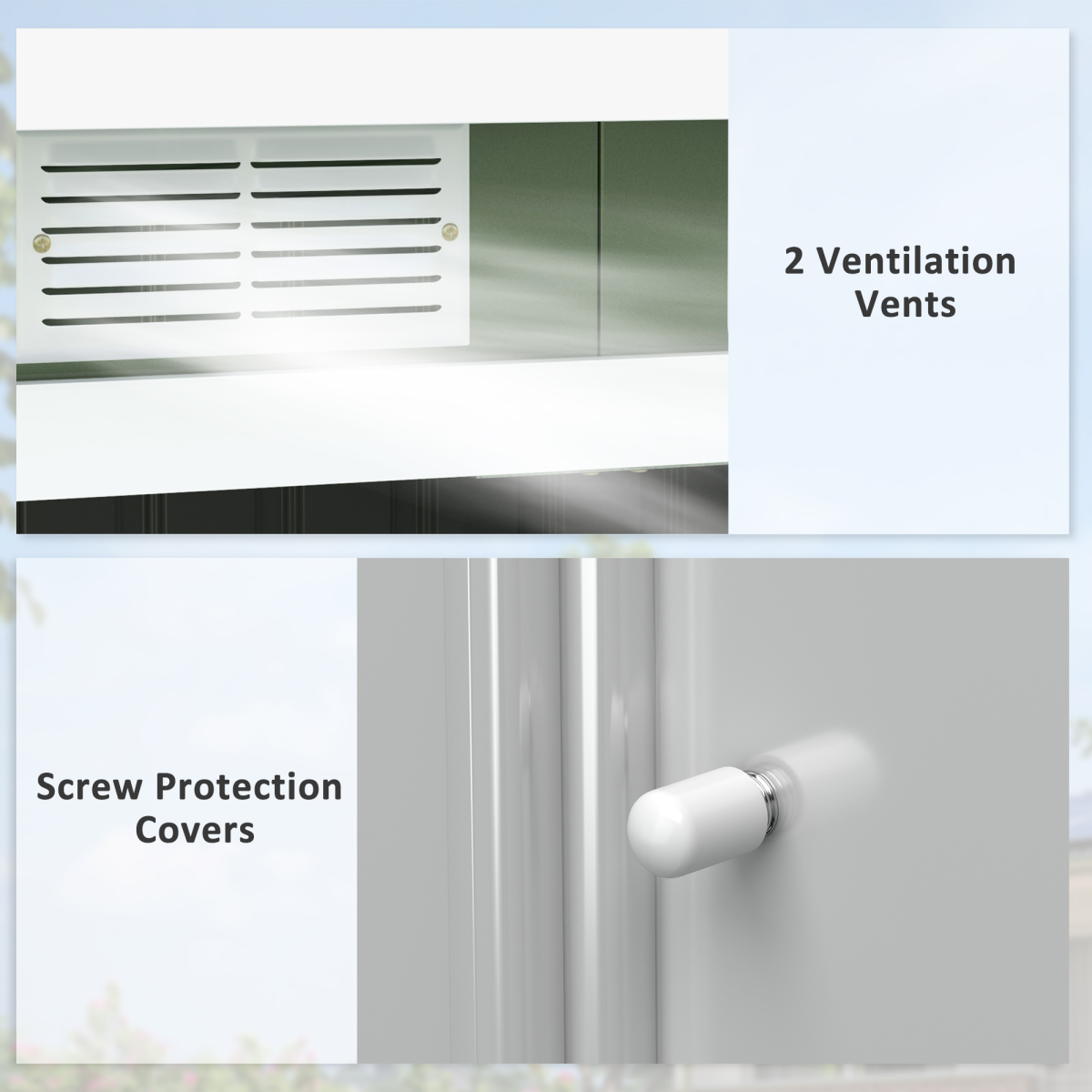 Metal Garden Shed with Sliding Lockable Double Doors, 2 Vents & Foundation Kit – 280 x 130cm, Light Green