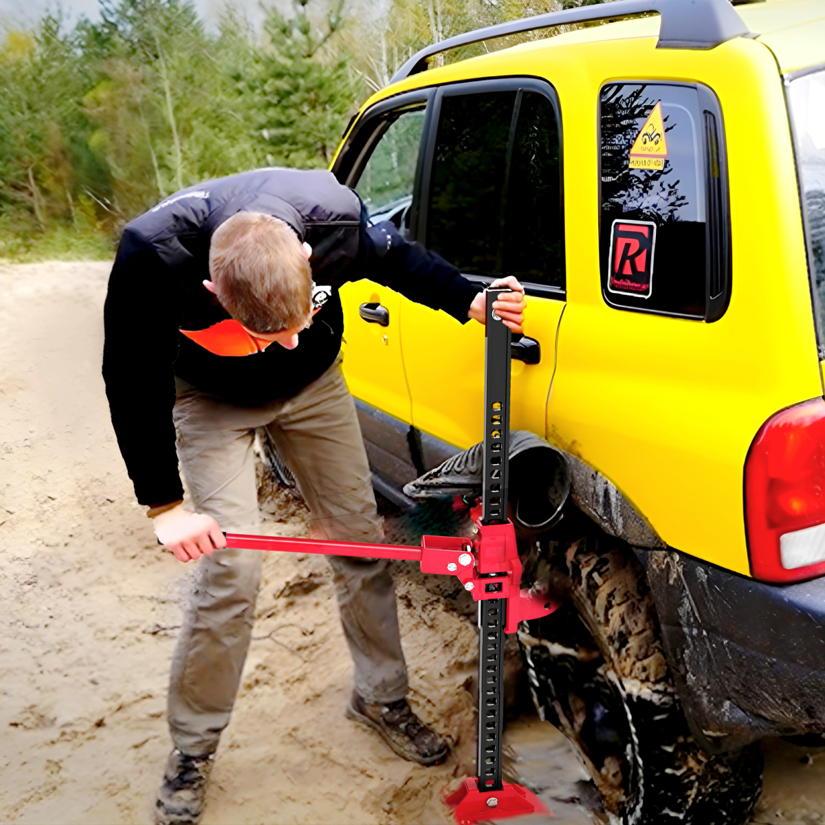 HOMCOM 3 Tonne High Lift Farm Jack, 33" Steel Ratchet Jack with 11–65cm Lift – for 4x4s, Tractors & Trucks, Red