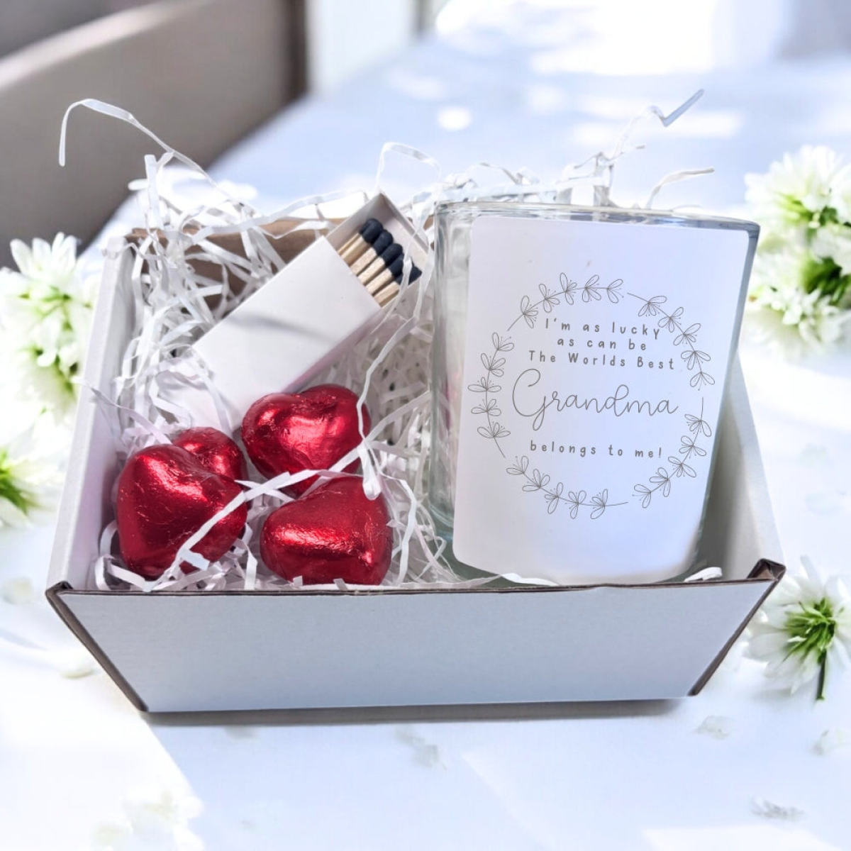 Aye Do Gifts Best Grandma Candle Gift Set with Chocolates & Matches – Birthday or Christmas Gift for Nana