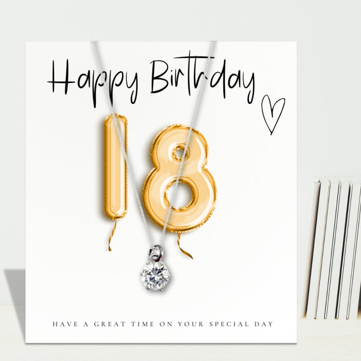 Aye Do Gifts 18th Birthday Cubic Zirconia Silver Necklace & Gold Balloons Mini Gift Hamper with Chocolates