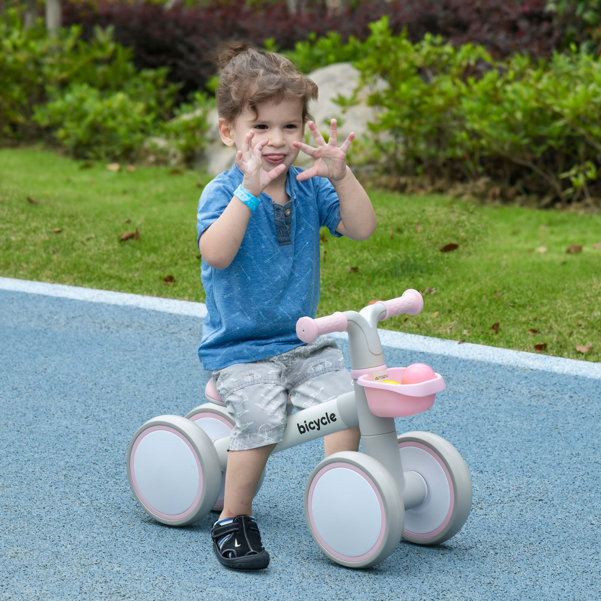 AIYAPLAY Kids Balance Bike with Adjustable Seat and Silent Tyres – Ages 1-3 Years, Pink