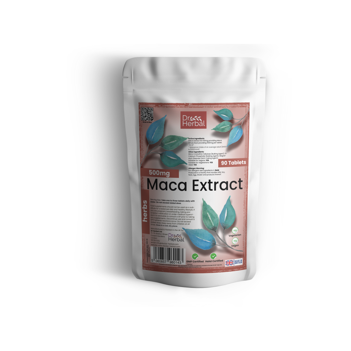 Dr Herbal Maca Root 500mg Food Supplement, 90 Tablets – Natural Maca Extract for Men and Women