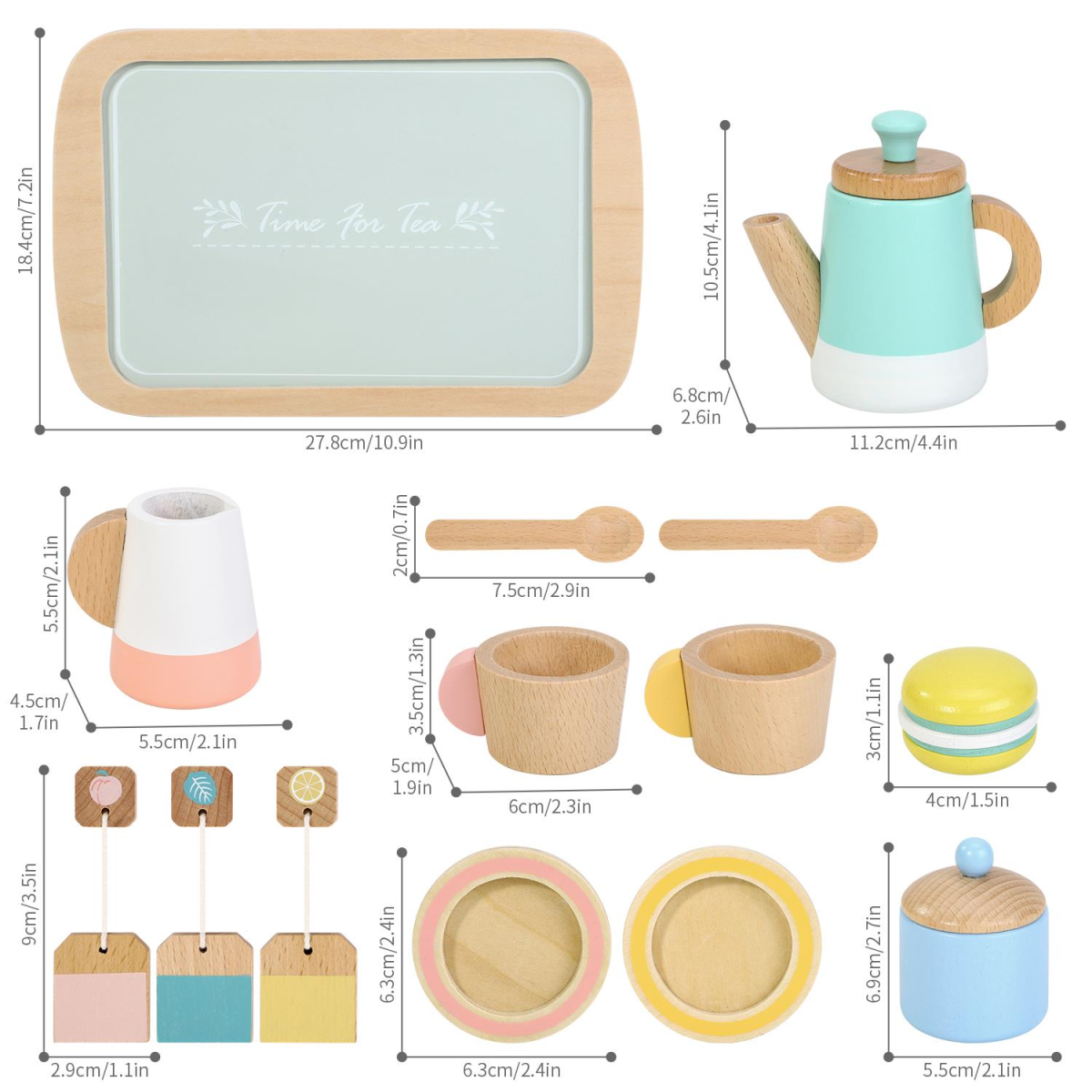 SOKA My Tea Set, 16-Piece Pretend Play Tea Party Set – Colourful Toy Teapot, Cups & Saucers for Kids