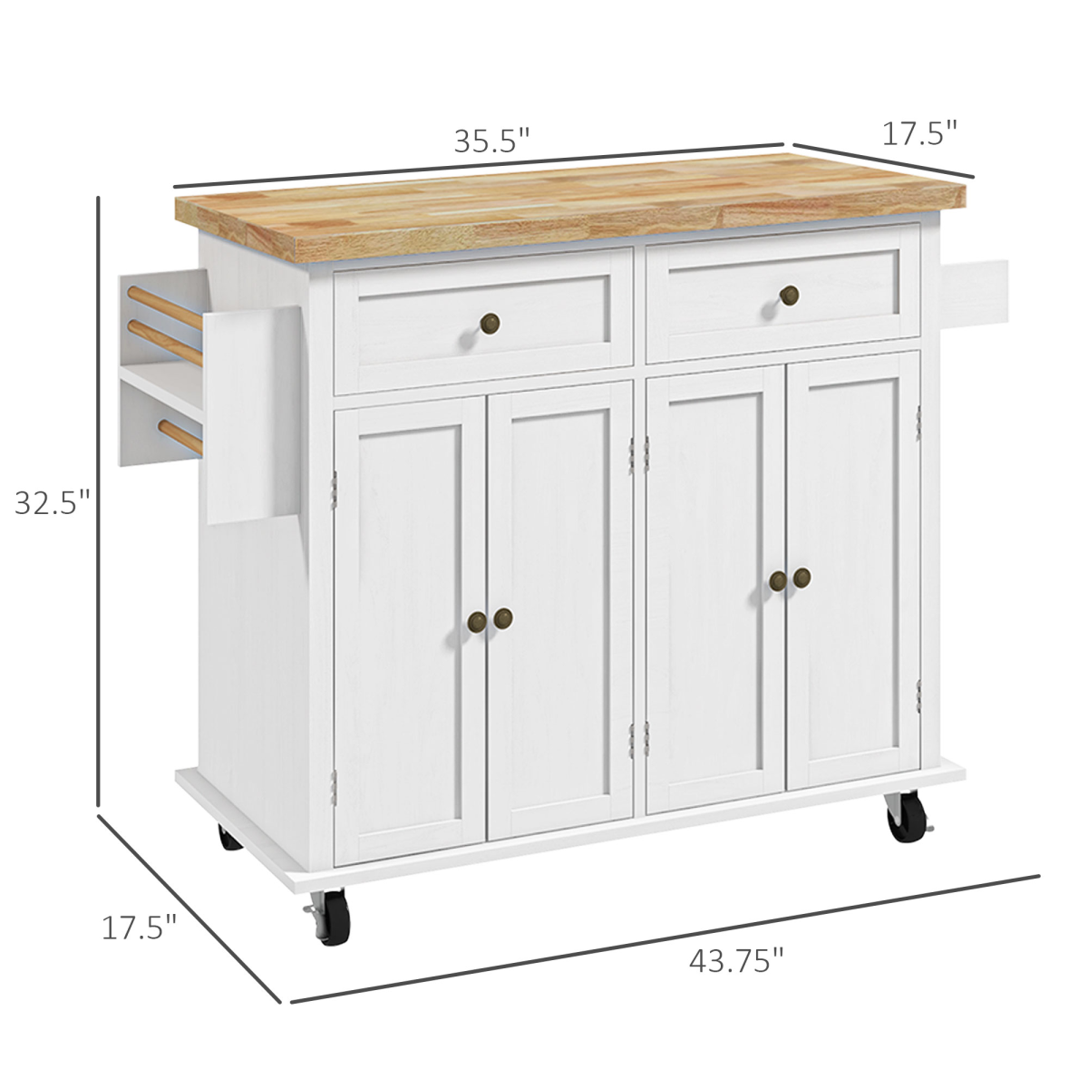 Modern Kitchen Storage Cabinet with 2 Drawers & Cupboards – Flat Top Sideboard for Kitchen and Dining Room