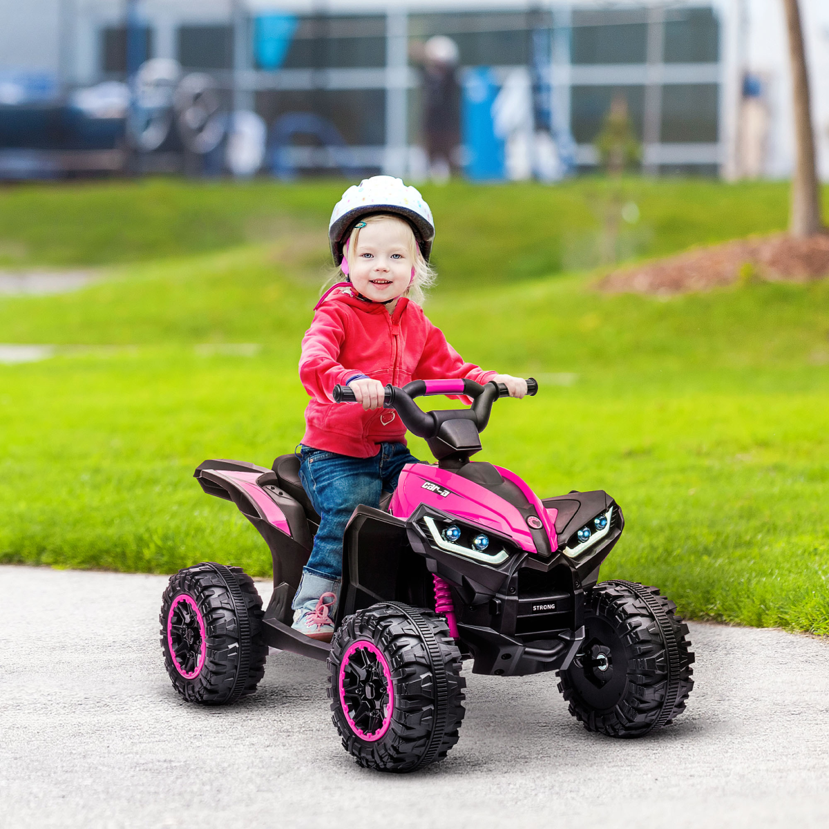 HOMCOM 12V Kids Electric Ride-On Quad Bike ATV with Dual Motors, Ages 3-5 – Outdoor Toy, Pink