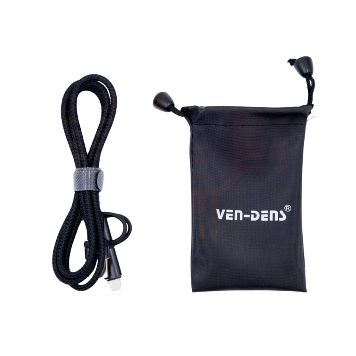 Ven-Dens 4-in-1 60W PD Fast Charging Cable with 2 USB-C, USB-A & Lightning – Braided, Aluminium Shell