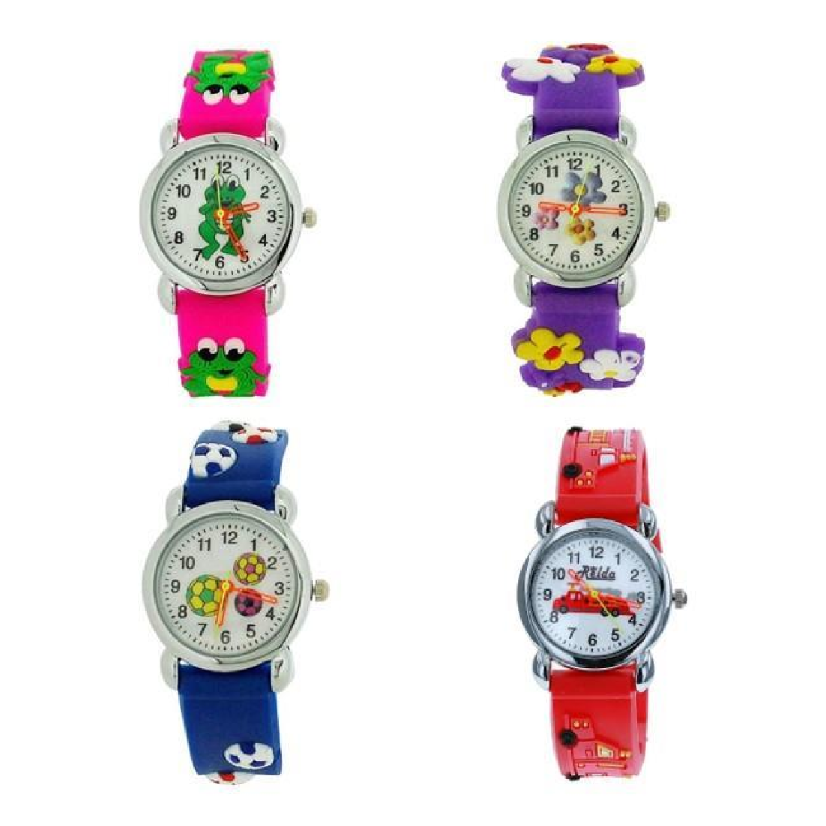 Relda Children's Analogue Watches, Pack of 10 Assorted – Silicone Velcro Strap, Quartz, Clearance