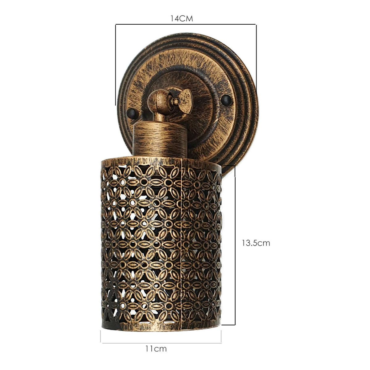 LEDSone Vintage Industrial Brushed Copper Cage Wall Light – Retro Loft Porch Wall Sconce, E27