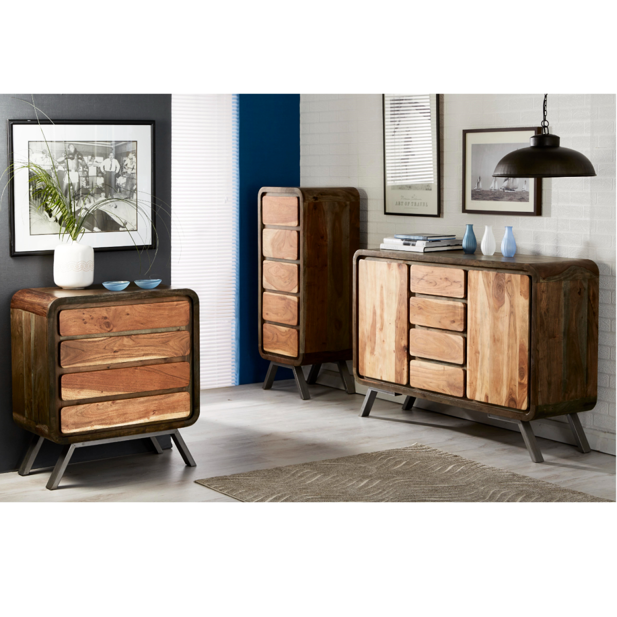 Aspen Large Hand-Crafted Sideboard with Cupboards & Drawers – Retro-Style Dining Room Storage