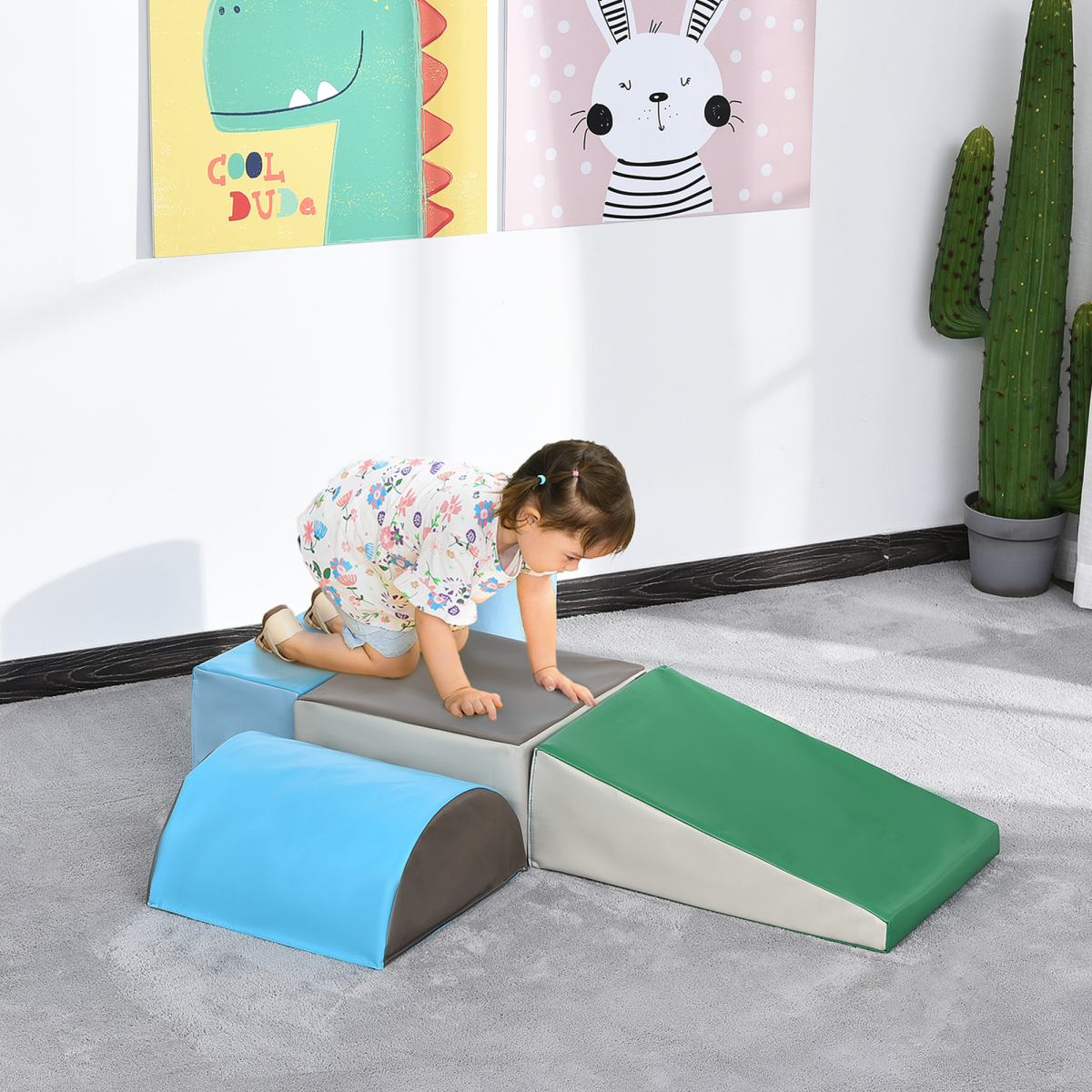 HOMCOM 5 Piece Soft Foam Play Set – Climb and Crawl Activity Blocks for Toddlers Aged 1-3