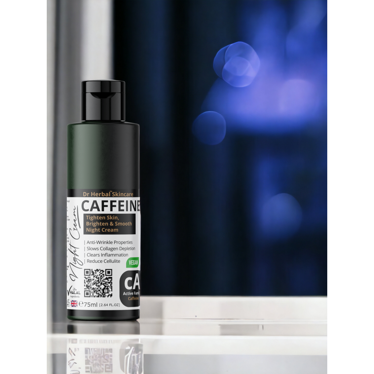 Dr Herbal Night Cream 75ml with Caffeine, Aloe Vera, Shea Butter & Botanical Extracts – Overnight Hydration