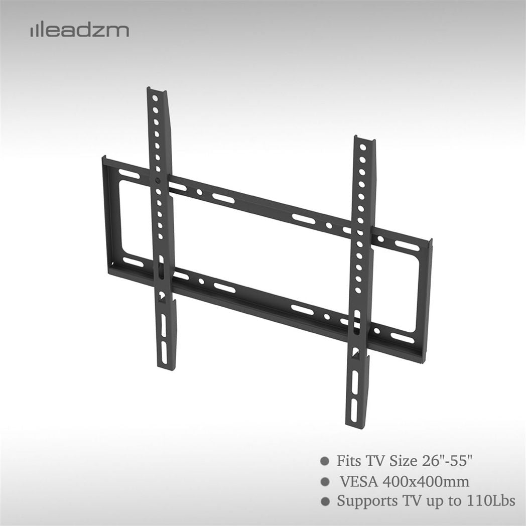 LEADZM TMW4040 TV Wall Mount Bracket for 26-55 Inch TVs with Spirit Level – 50kg Capacity, Black