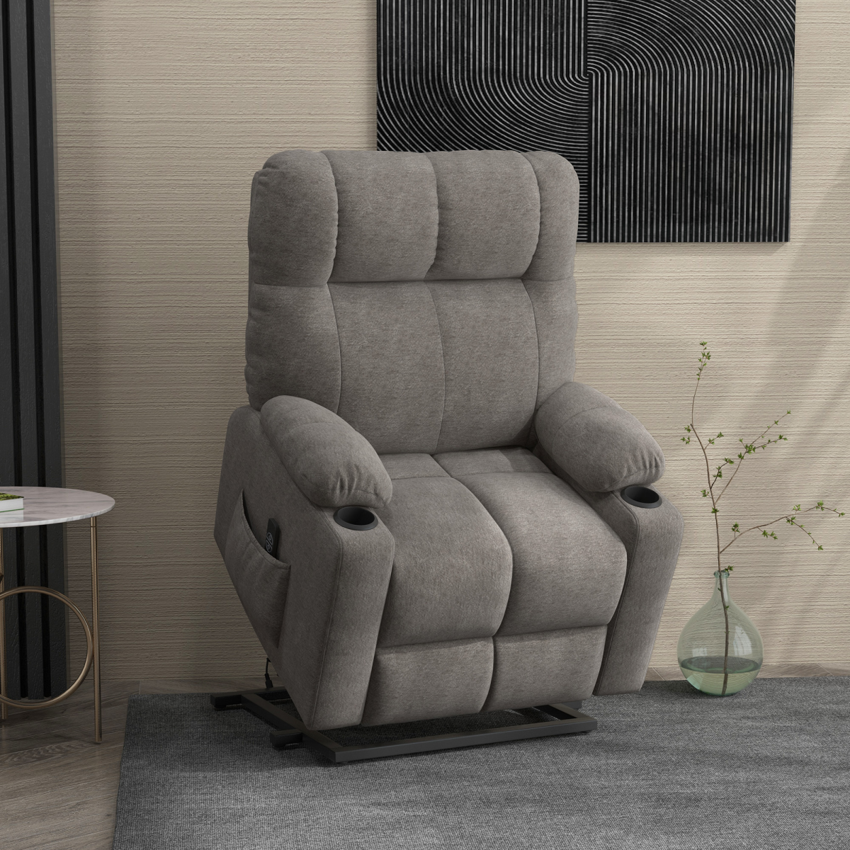 HOMCOM Heavy Duty Riser Recliner Lift Chair with Handset Control – Electric Recliner, Grey