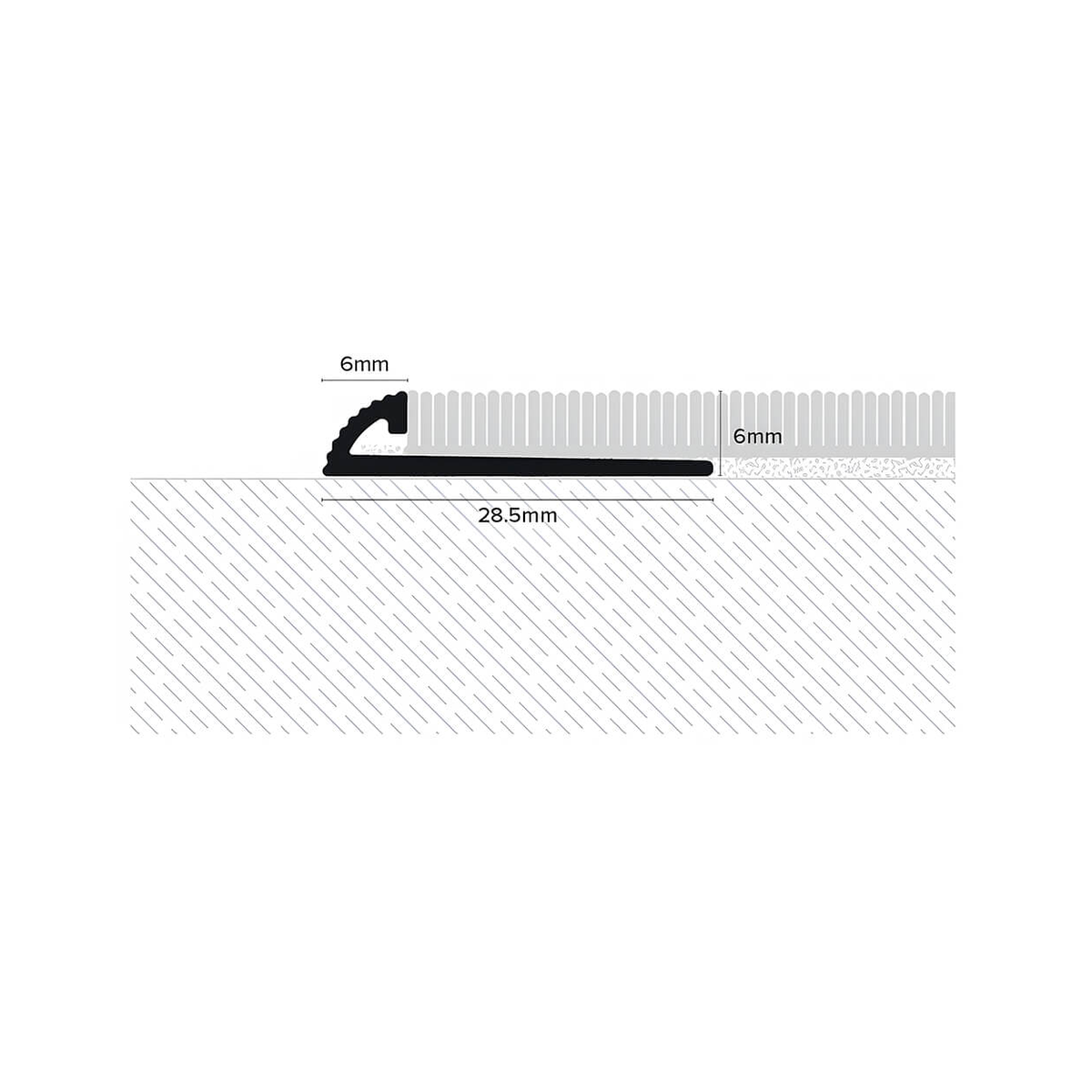 Aluminium Carpet Tile Edge Profile 6mm – CAR Transition Trim for Commercial & Domestic Floors, 2.5m