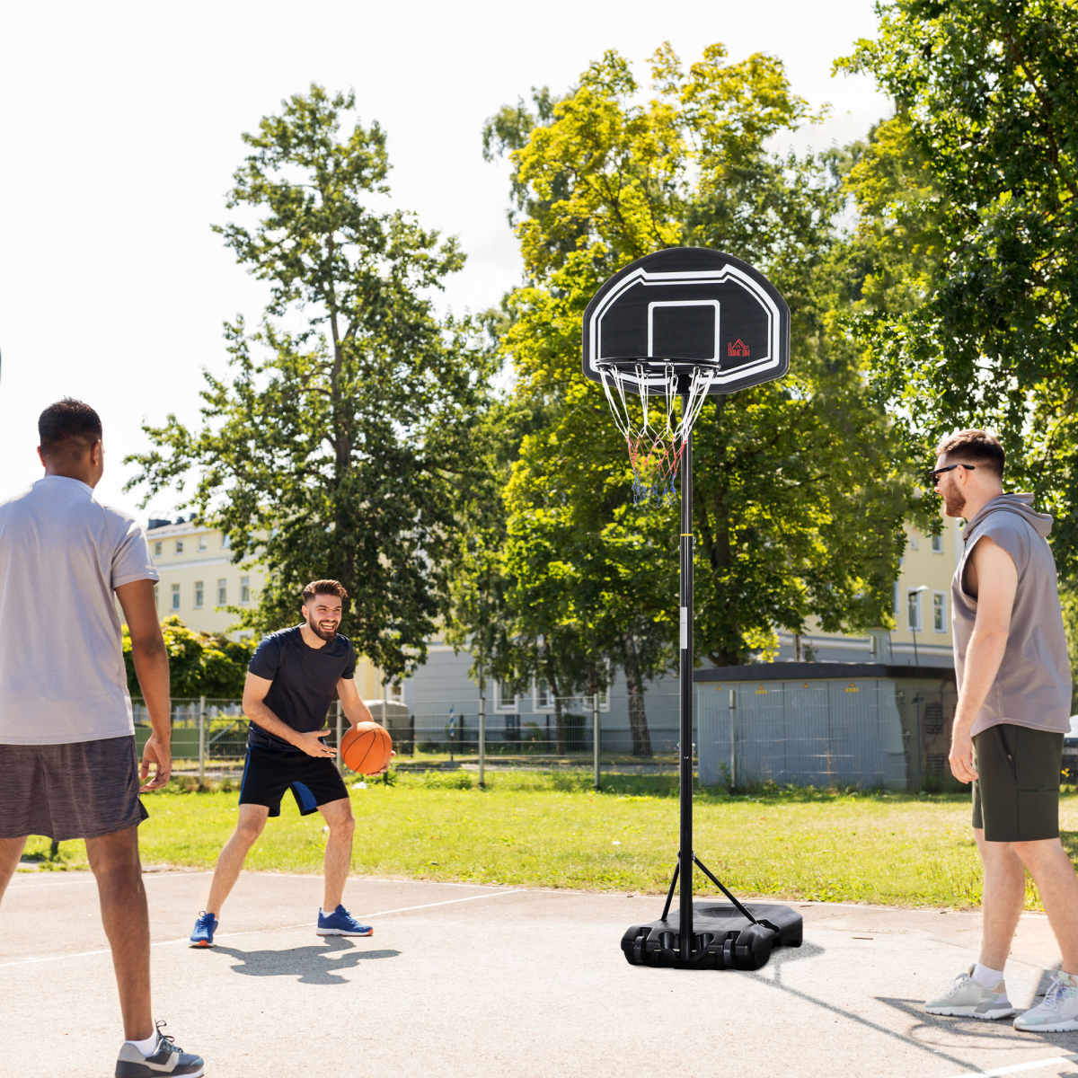 HOMCOM Adjustable Basketball Hoop Stand with Wheels & Fillable Base, 1.6–2.1m – Freestanding Outdoor Hoop