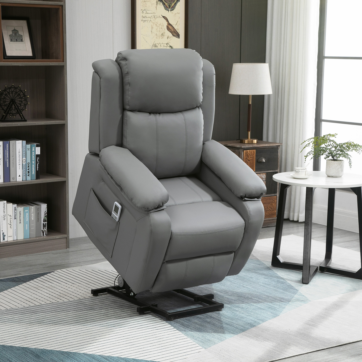 HOMCOM Electric Power Lift Recliner Chair with Vibration Massage & Side Pocket – Grey