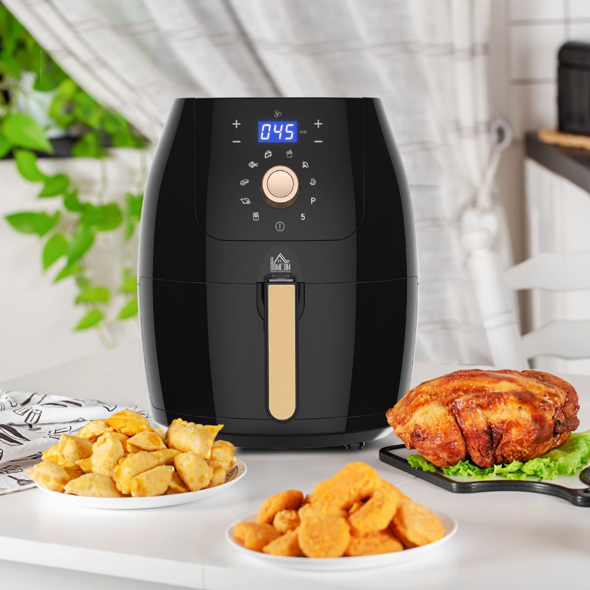 HOMCOM 5.5L Air Fryer 1700W with Digital Display & Adjustable Temperature – 8 Cooking Programmes