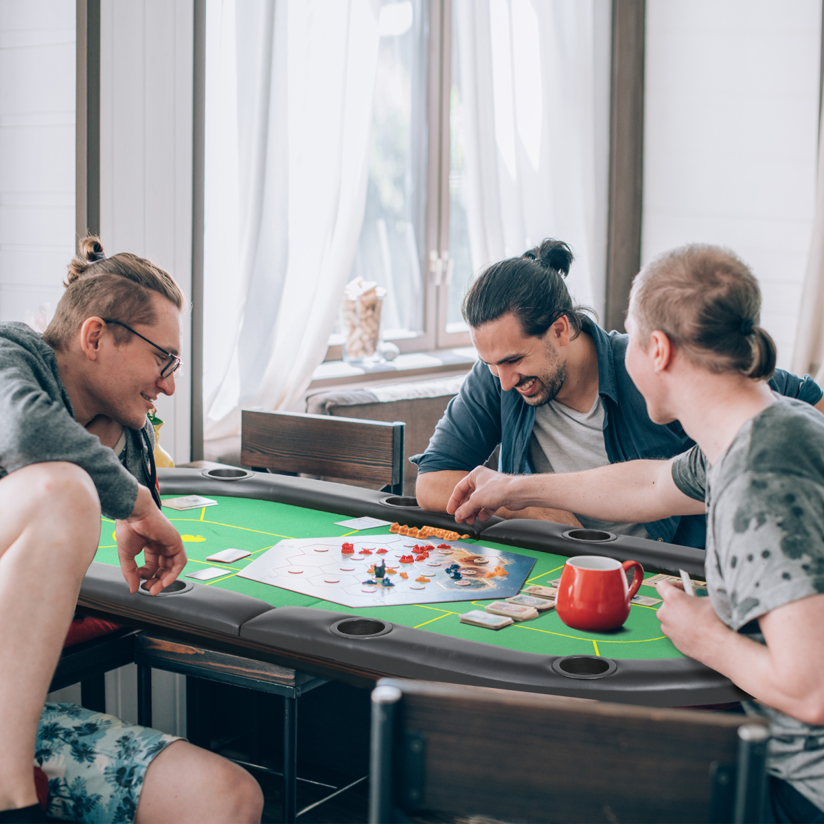 SPORTNOW Foldable Poker Mat for 10 Players with Cup Holders & Carry Bag – Green Felt Poker Table Top