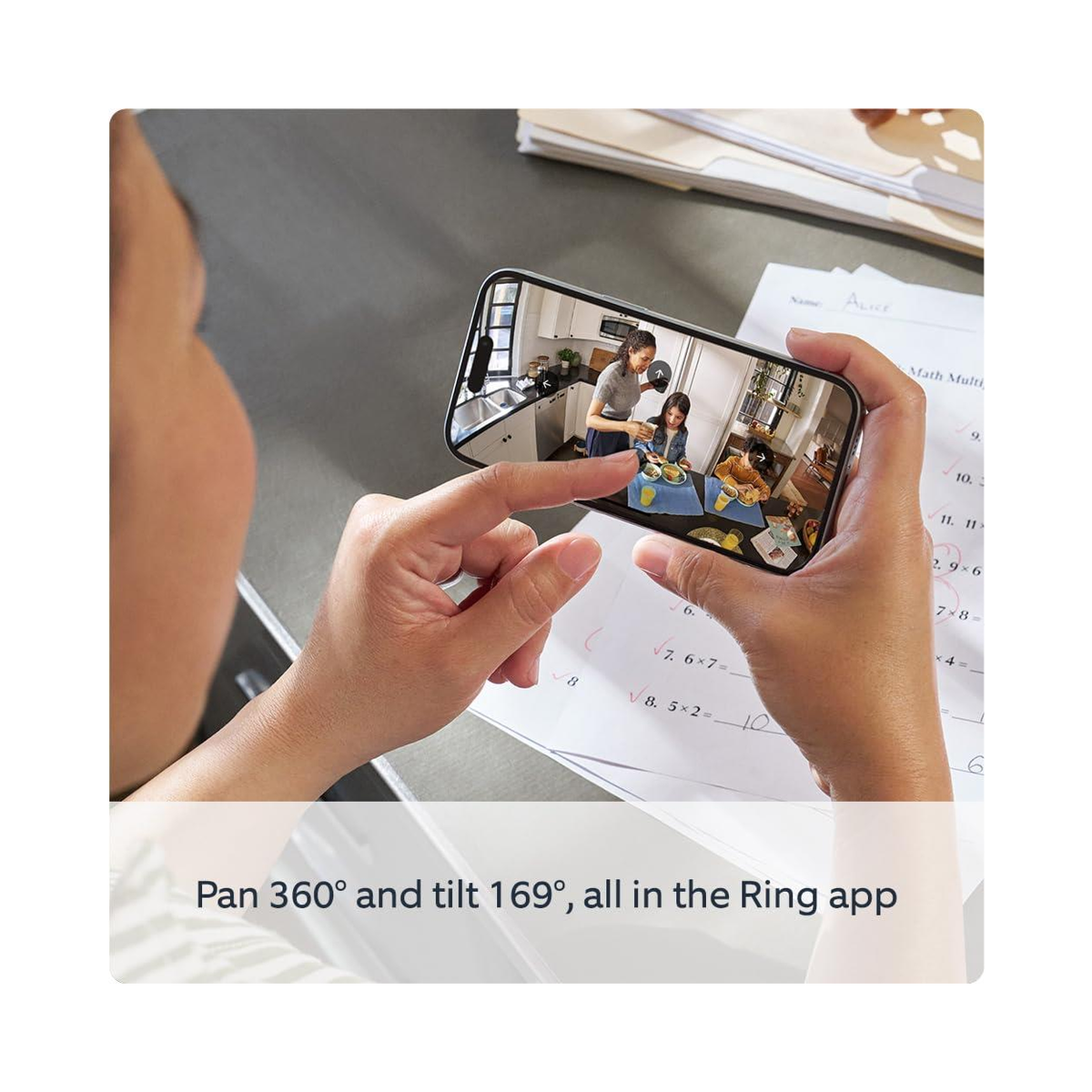 Ring Pan-Tilt Indoor Security Camera with HD Live View and Two-Way Talk – Smart Home Monitoring, White