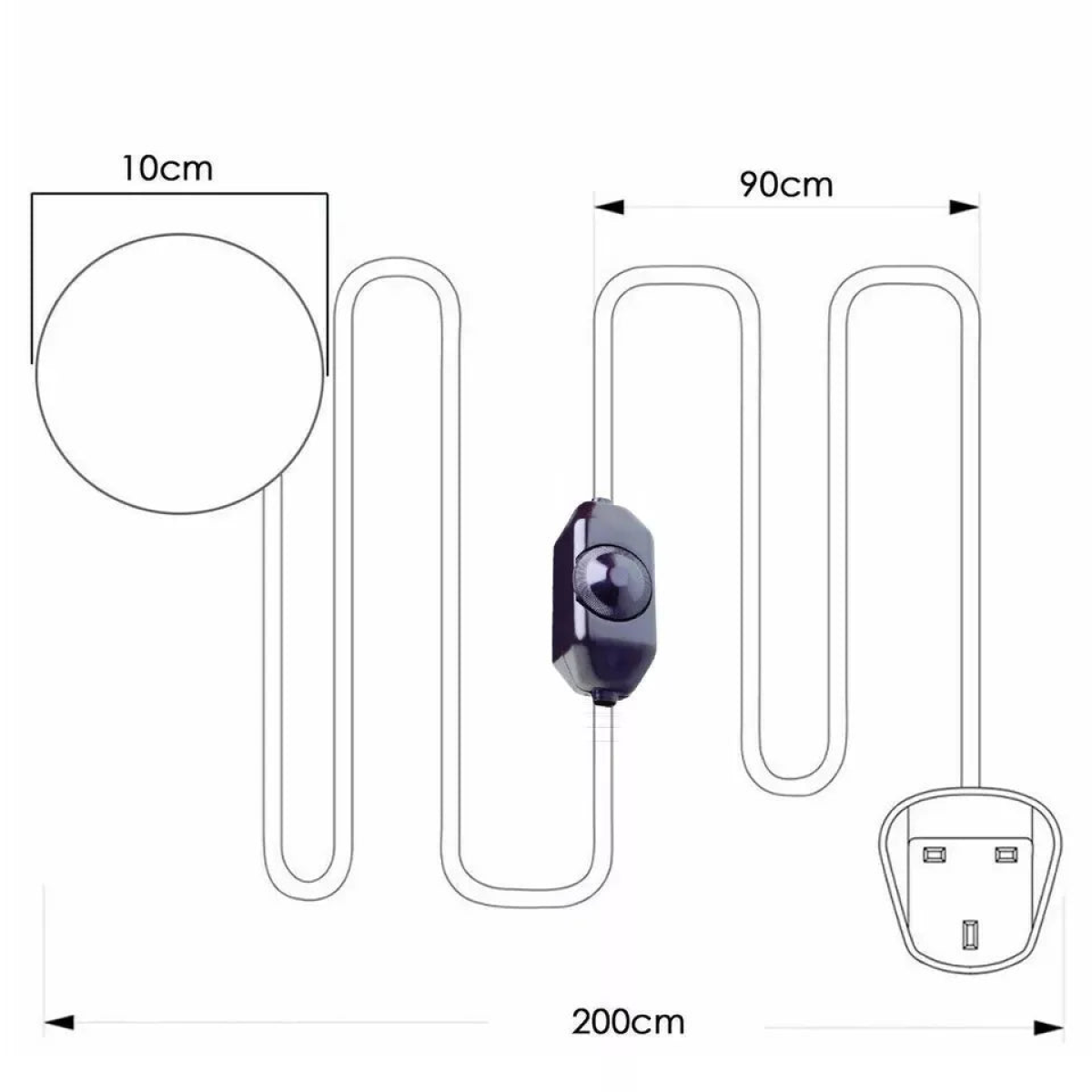 LEDSone Plug-in Light Kit with 2m UK Plug Cord & Switch – Vintage Satin Nickel Ceiling Rose, No Wiring Needed