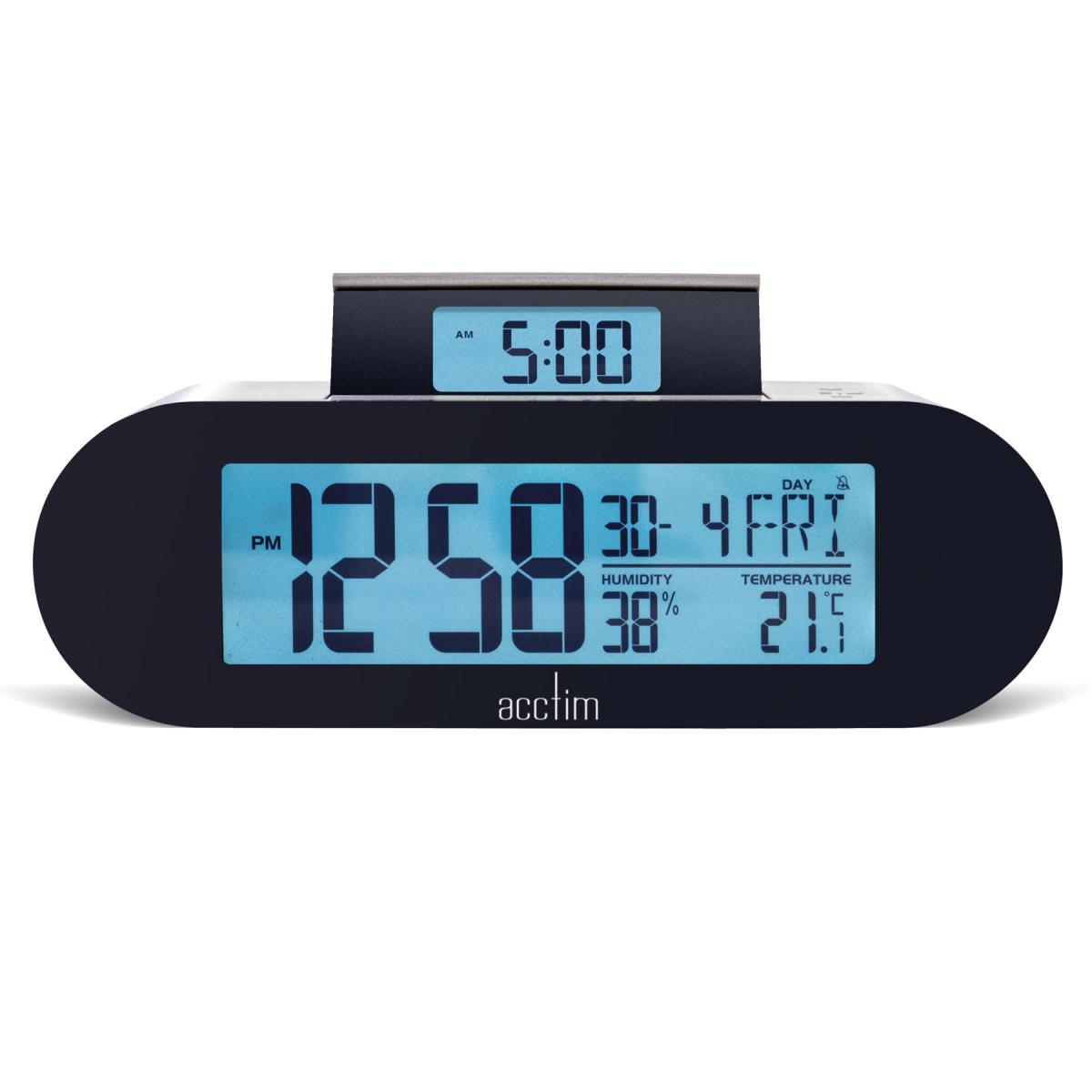 Acctim Kian Reverse Digital Alarm Clock with Pop Up Alarm Display & Multifunction LCD – Matt Grey, 16109