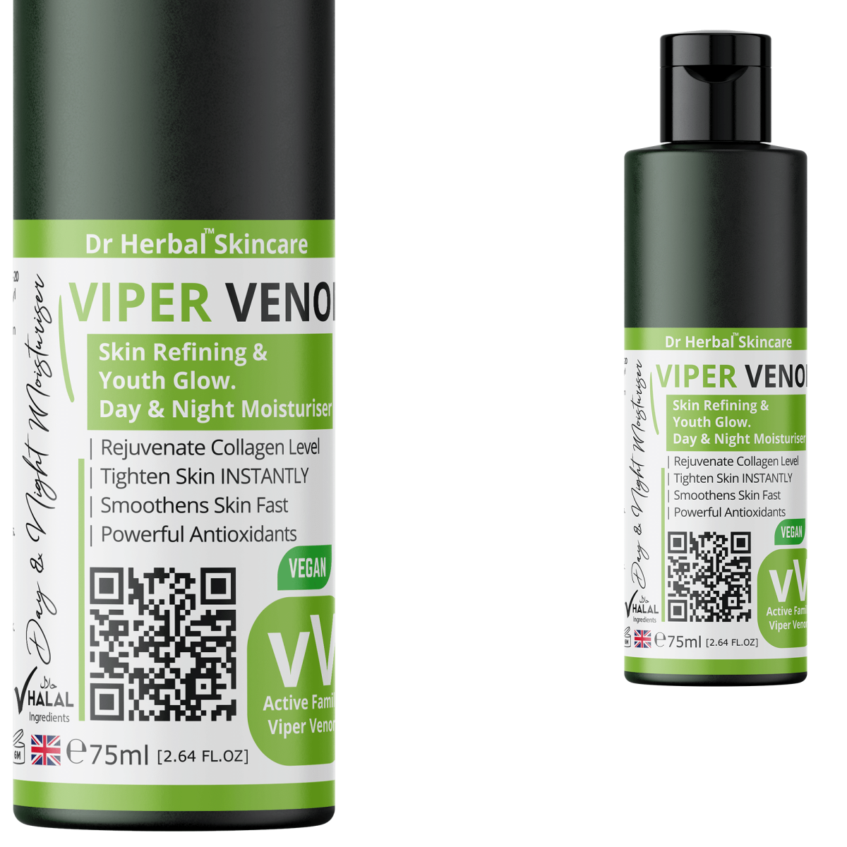 Dr Herbal Viper Venom Day & Night Moisturiser 75ml with Aloe, Vitamin E & Peptides – Smoothing Face Cream