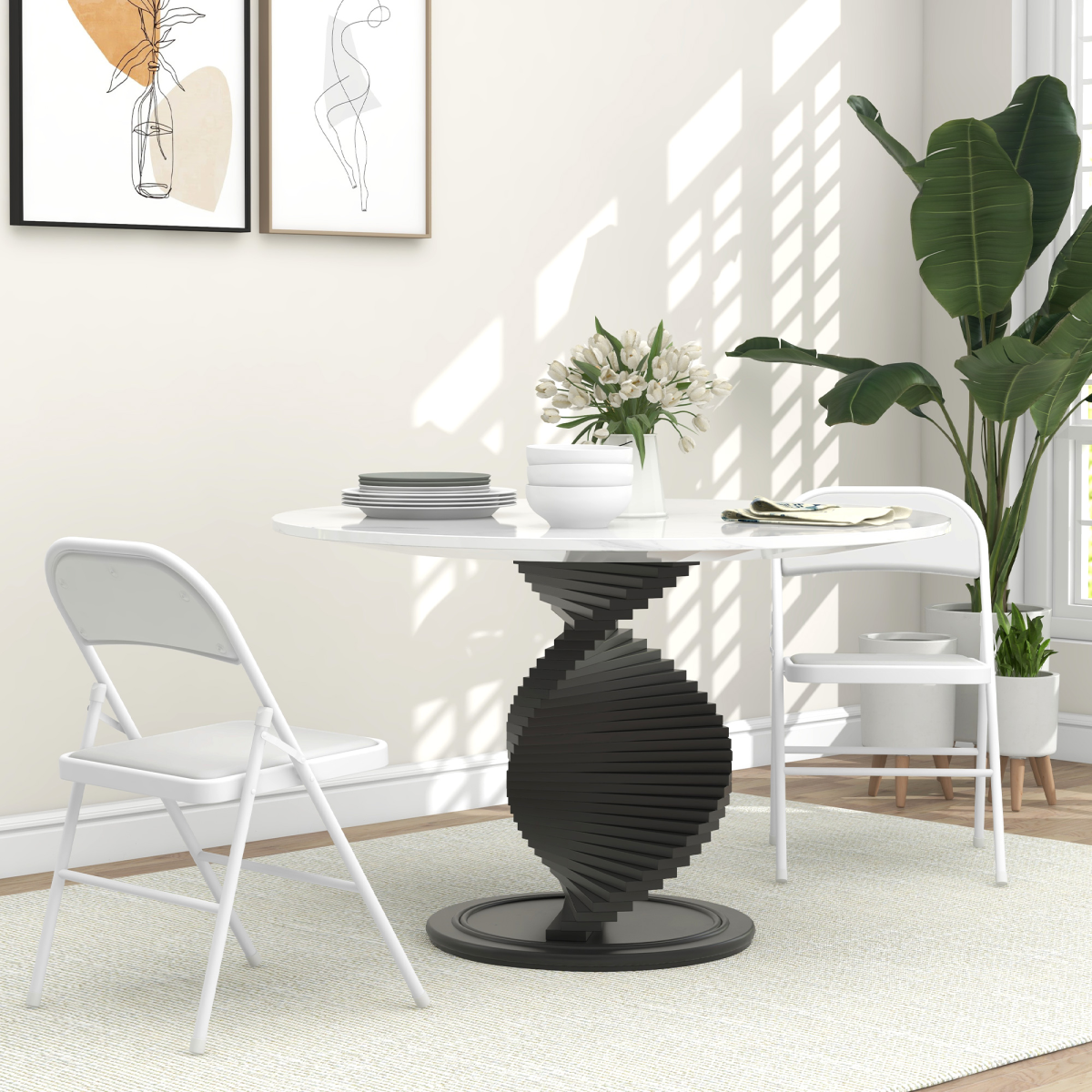 HOMCOM Padded Folding Chairs – 2 Pack, White