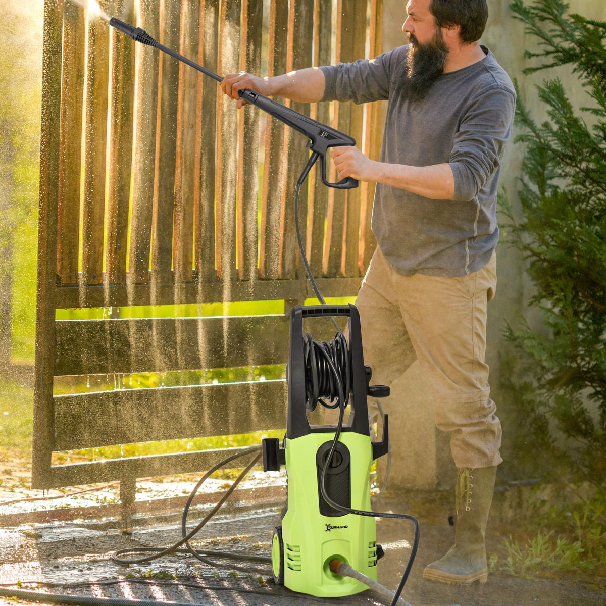 DURHAND Portable Power Washer 1800W, 150 Bar, 510 L/h with Snow Foam Bottle – Jet Washer for Garden, Car, Furniture