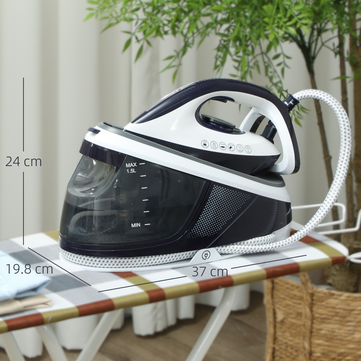 2600W Steam Generator Iron with 1.5L Water Tank & Ceramic Soleplate – Anti-Calc Steam Station, Blue