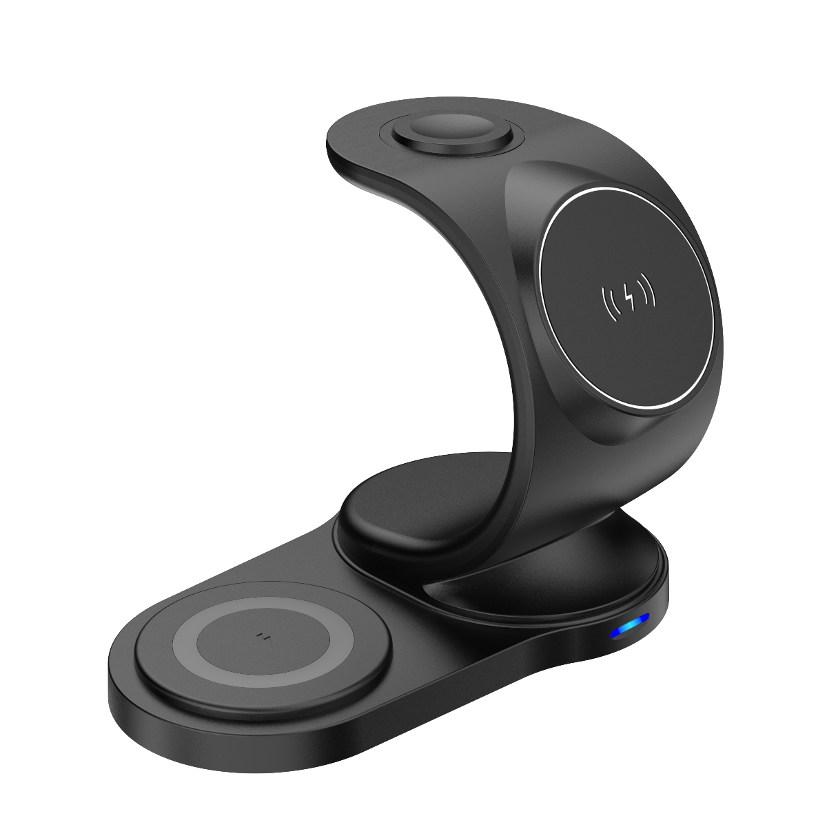 WYEFLUX 3-in-1 Magnetic Wireless Fast Charging Station for Phone, Earbuds & Apple Watch, Black