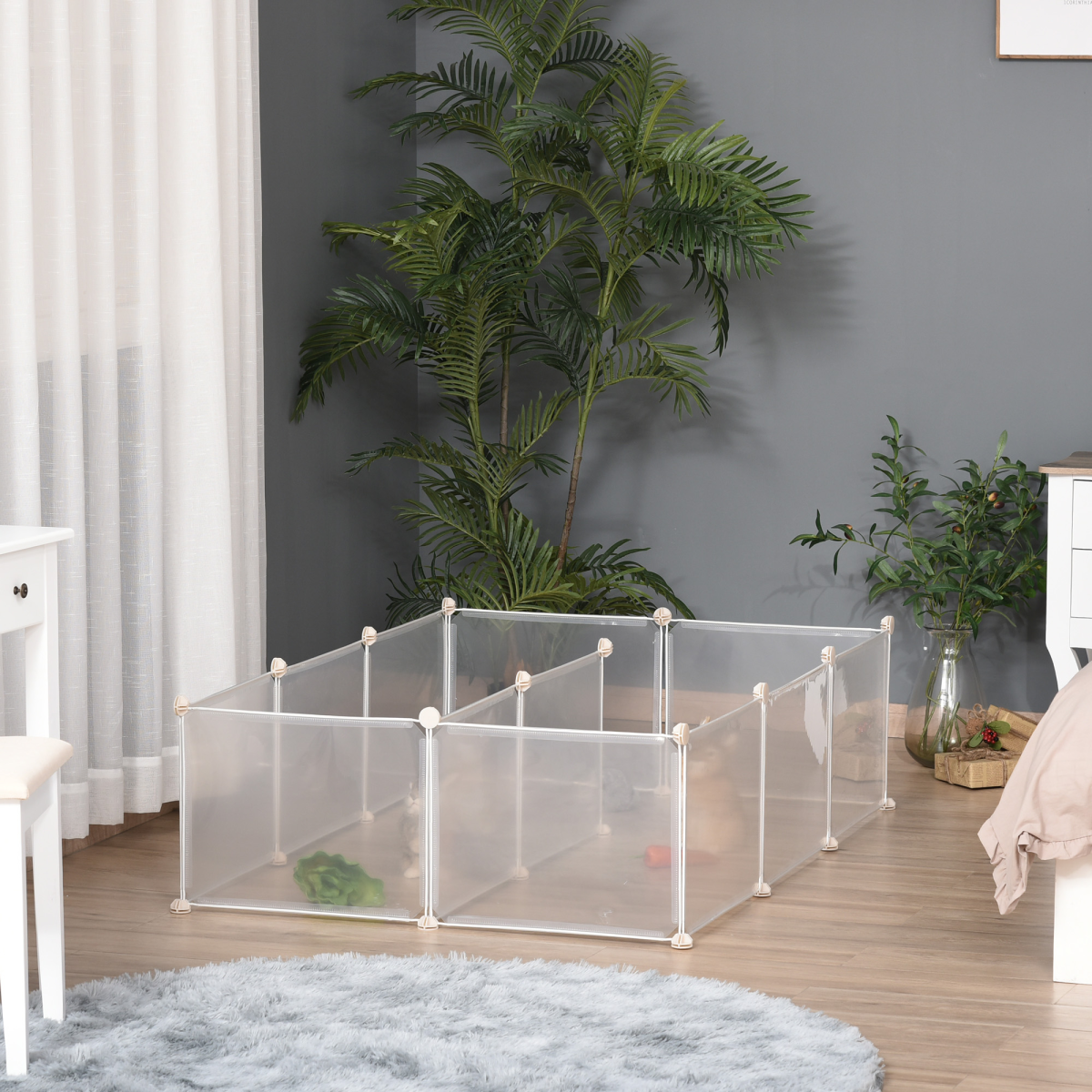 Pawhut 12-Panel DIY Small Animal Playpen with Connectors – Indoor Cage for Rabbits, Chinchillas & Guinea Pigs