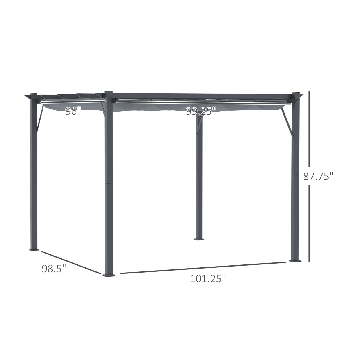 Aluminium Pergola Gazebo with Retractable Sliding Canopy – Adjustable Garden & Patio Shade, Grey
