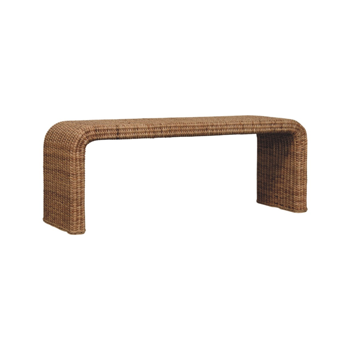 Artisan Furniture Rattan Weave Solid Mango Wood Bench – Entryway & Bedroom Seating, Beige