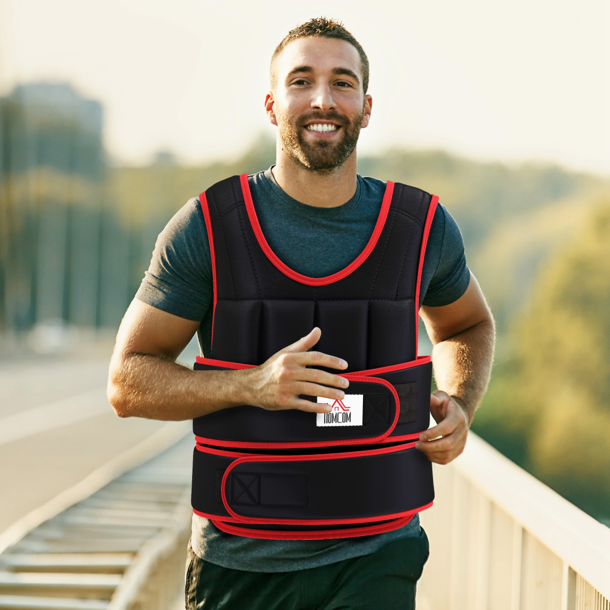 HOMCOM 20kg Adjustable Weighted Vest with Double Belt & Soft Padding – One Size Running & Gym Training Vest
