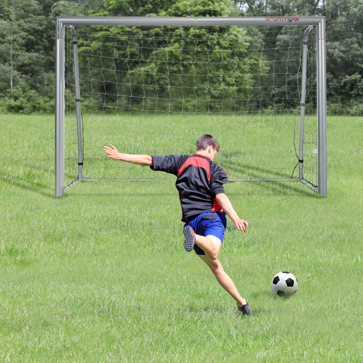 SPORTNOW 8ft x 5ft Football Goal with Weather-Resistant Net – Easy Set-Up Training Goal, Grey
