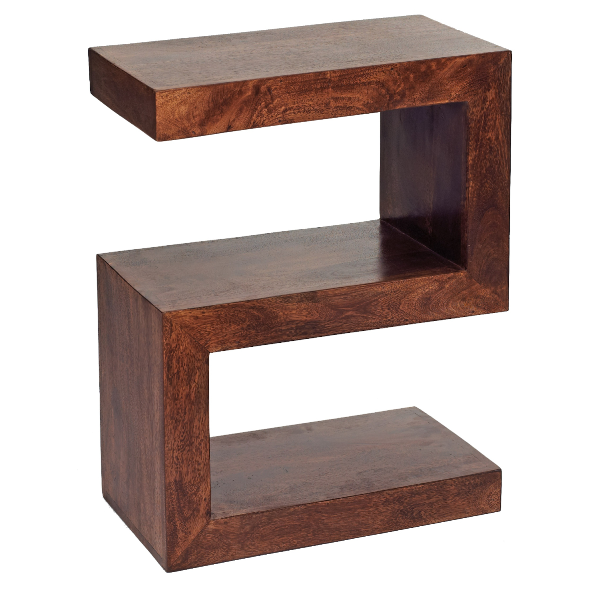Toko Dark Mango Wood S-Shaped Display Unit – Open Shelving for Books and Décor