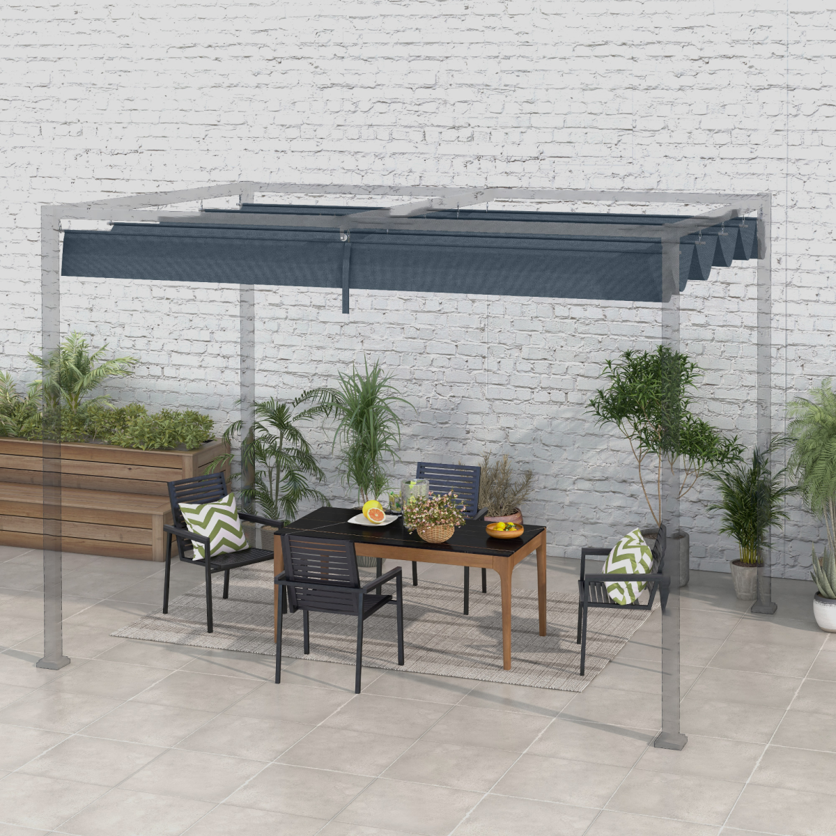 Outsunny Replacement Pergola Roof Sun Shade Cover for 3 x 2.15m Pergola, UV30+ PU Coated Polyester, Dark Grey