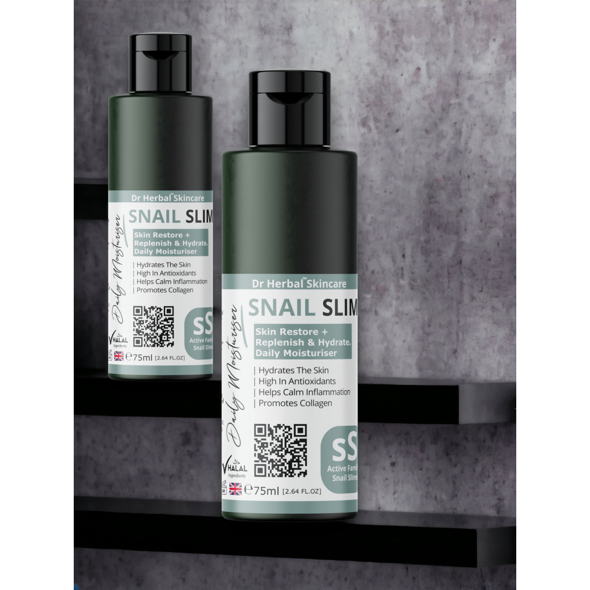 DR HERBAL Daily Moisturiser with Snail Slime, Aloe Vera & Vitamin E – Lightweight Skin Care, 75ml